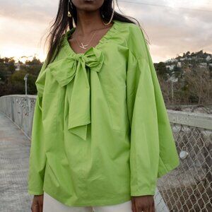 Désirée Klein Piaget long sleeve woman Blouse green Cotton Made in USA sz XS/S/M